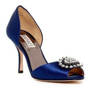 Badgley Mischka Pumps Lacie d'Orsay in Navy Satin EUC